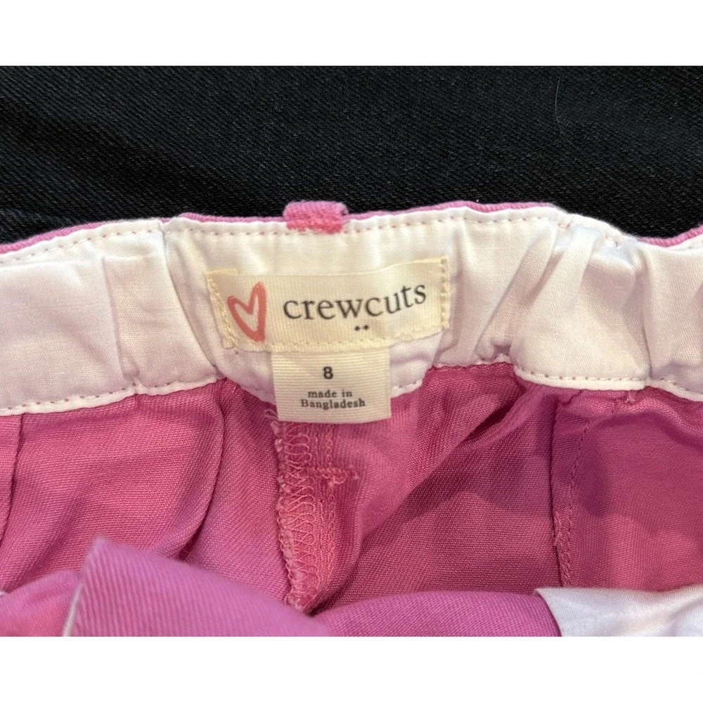 Crewcuts J.Crew Girls Green & Pink Pleated Chino Shorts Lot Of 2 Adj Waist Sz 8